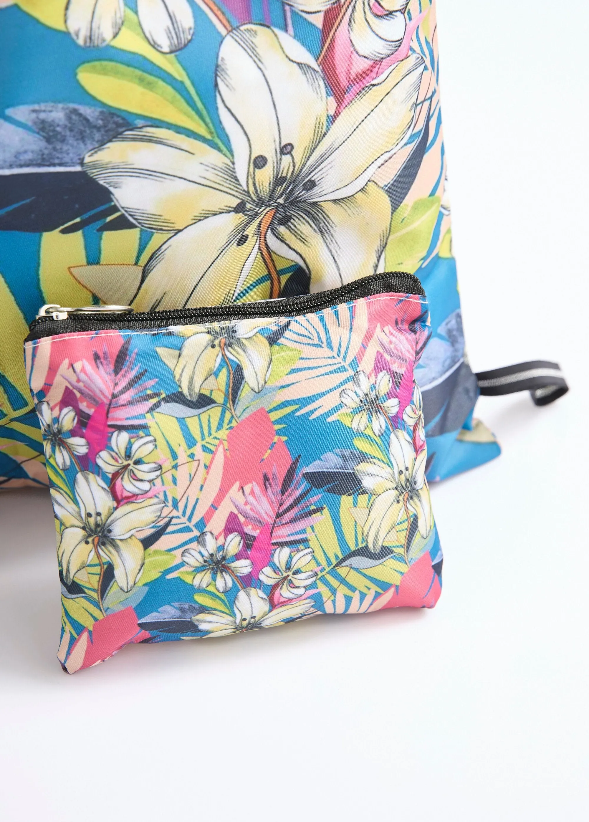 Foldable shopping bag, tropical print