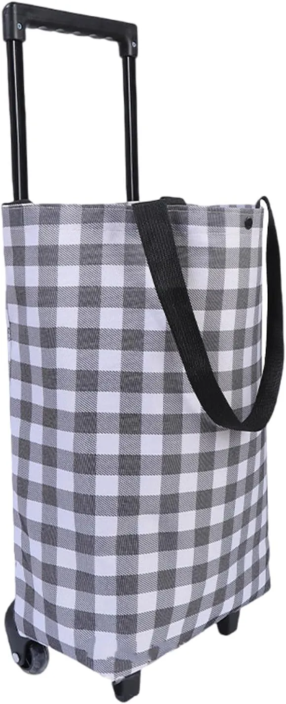 Foldable Shopping Bag with Wheels,Collapsible Shopping Trolley,Waterproof,with Wheels and Telescoping Handle,Foldable,Strong Bearing Capacity Large Capacity 1002