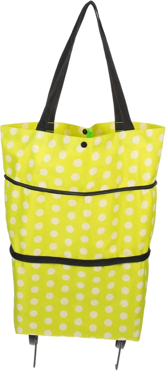 Foldable Shopping Cart Large Capacity Oxford Cloth Tote Pulling Wheel Market Trolley Stylish Shopping