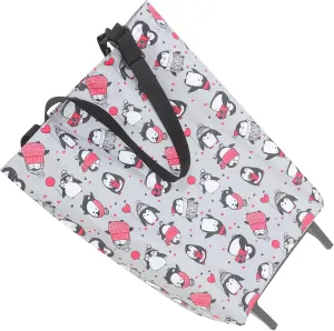Foldable Shopping Cart Wheels Compact Portable Grocery Bag with Rolling Tote Design for Easy Storage and Versatile Shopping Needs Penguin