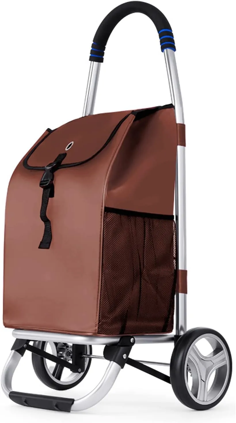 Foldable Shopping Trolley, Lightweight Shopping Trolley, with Wheels Stair Climbing Grocery Cart, Large Capacity Shopping Bag (A)