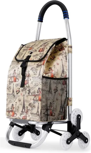 Foldable Shopping Trolley, Lightweight Shopping Trolley, with Wheels Stair Climbing Grocery Cart, Large Capacity Shopping Bag (E)