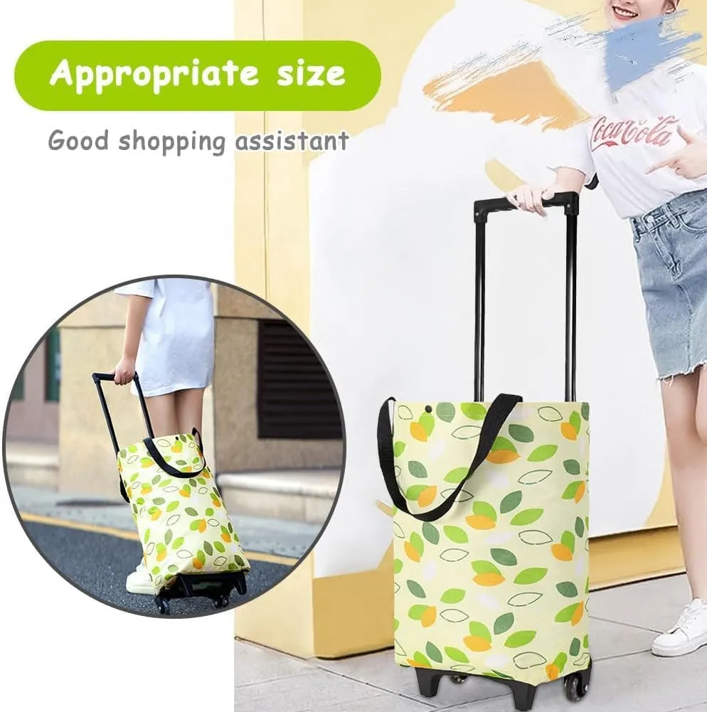 Foldable Shopping Trolley with Wheels - 2 in 1 Reusable Grocery & Travel Bag