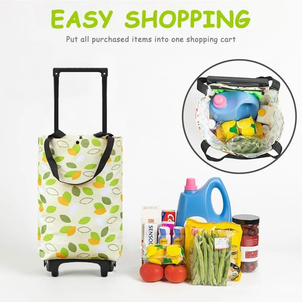 Foldable Shopping Trolley with Wheels - 2 in 1 Reusable Grocery & Travel Bag