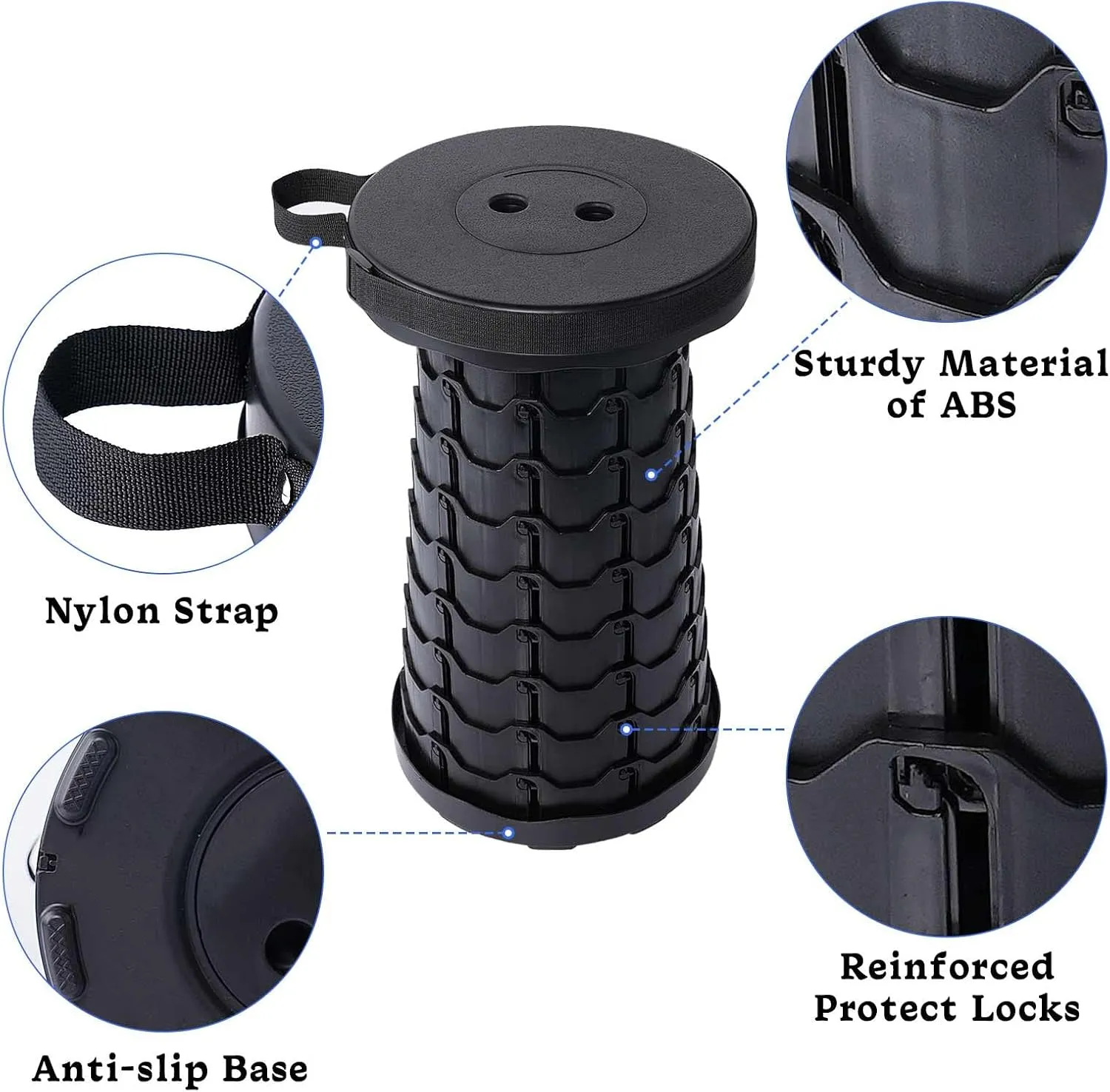 Foldable Telescoping Stool Portable, Retractable Stool for Adults, Upgraded Collapsible Folding Seats with Load Capacity 550lbs, Camping Stools for Adults