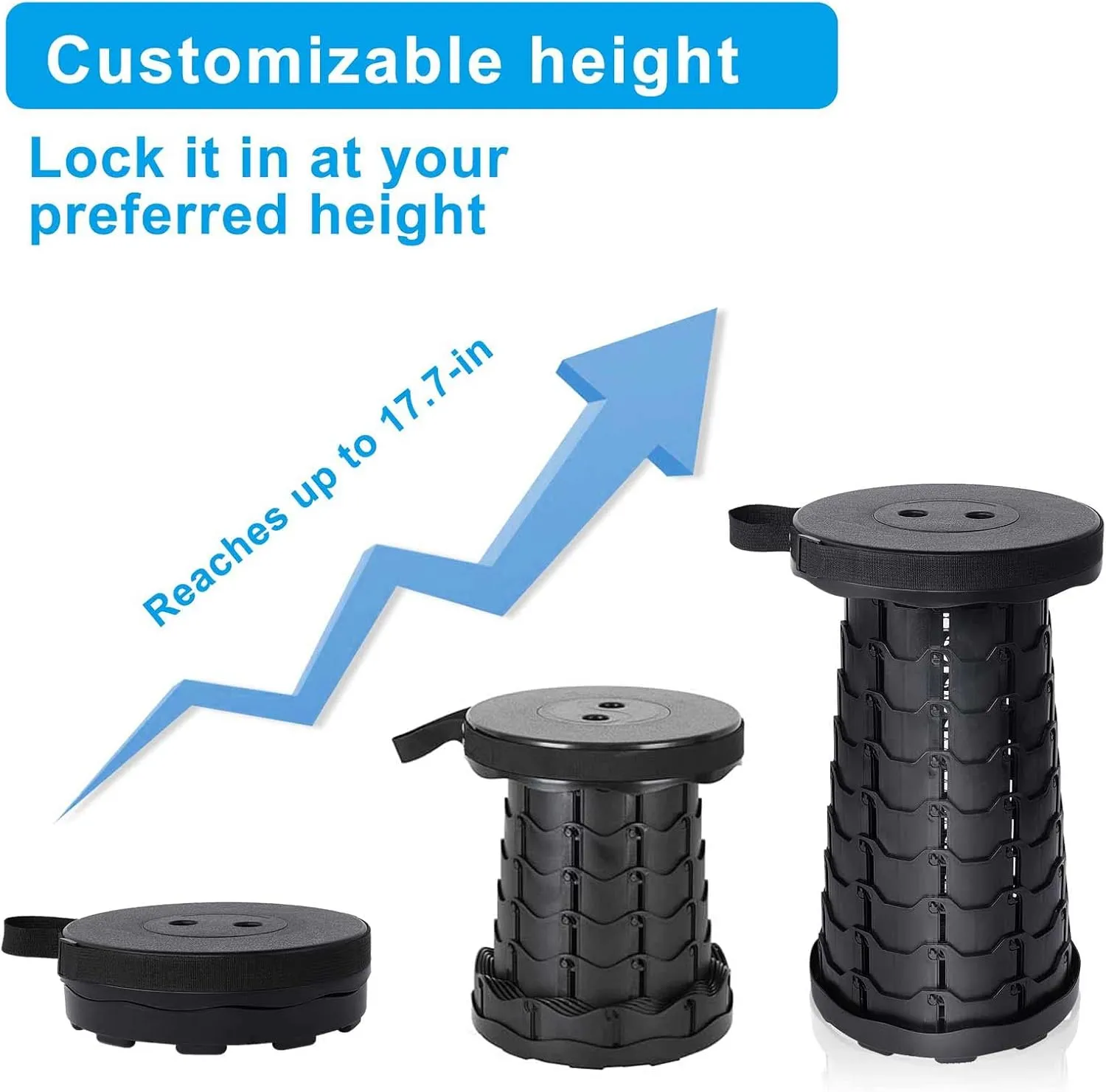 Foldable Telescoping Stool Portable, Retractable Stool for Adults, Upgraded Collapsible Folding Seats with Load Capacity 550lbs, Camping Stools for Adults