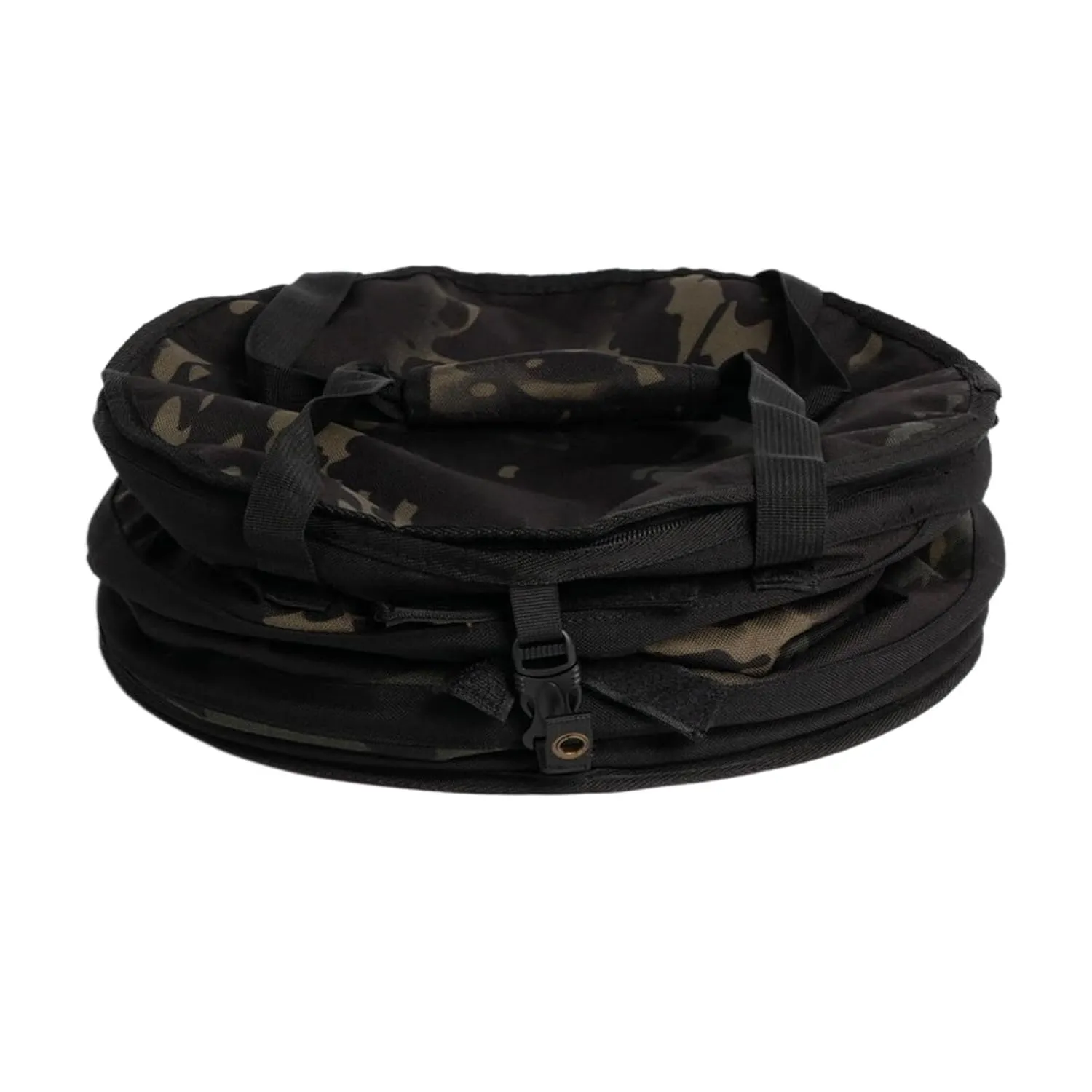 Foldable Trash Container for Camping and Outdoor Use, Black Camo