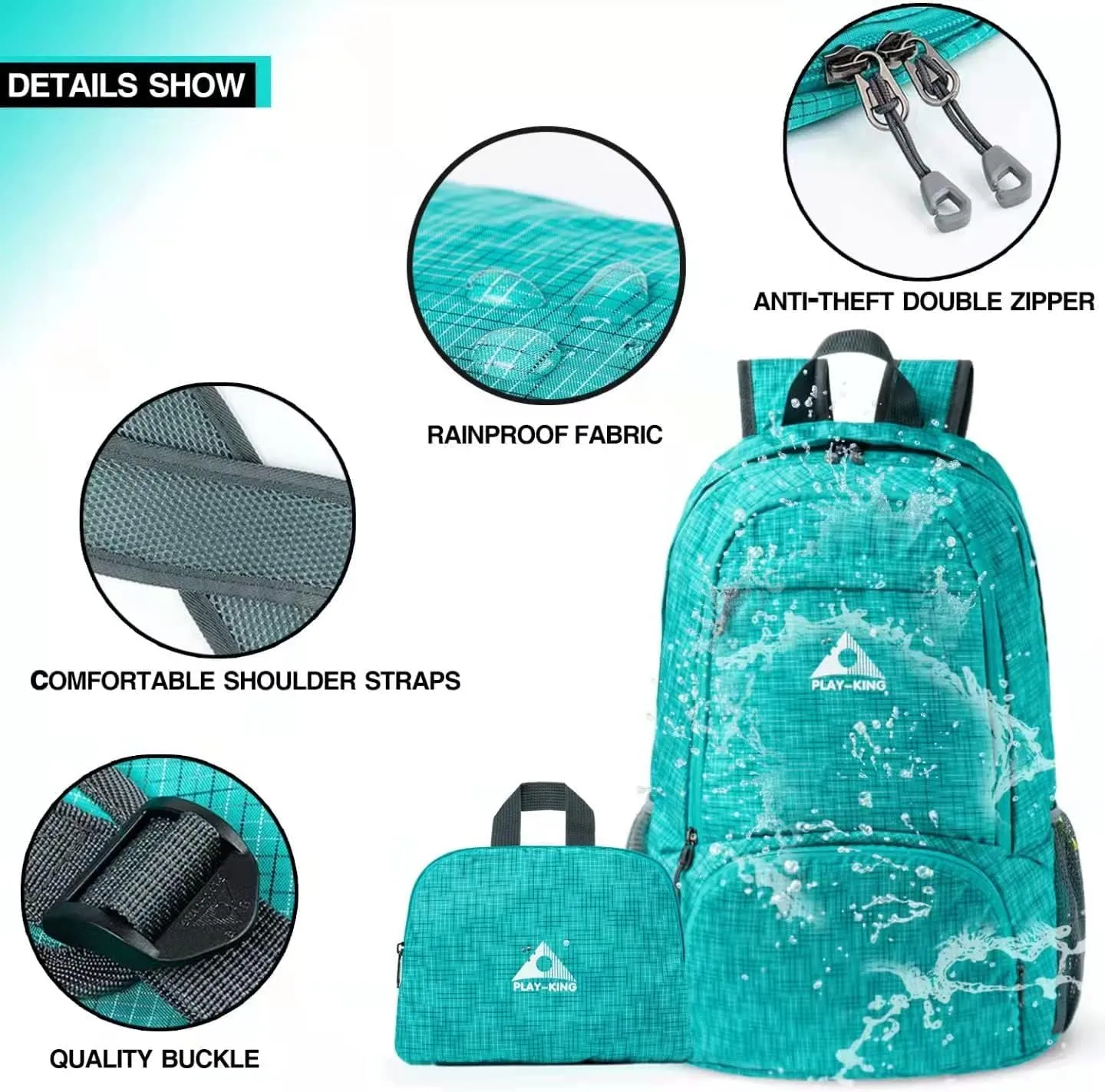 Foldable Waterproof Lightweight Backpack for Shopping Travel or Hiking, for Men or Women