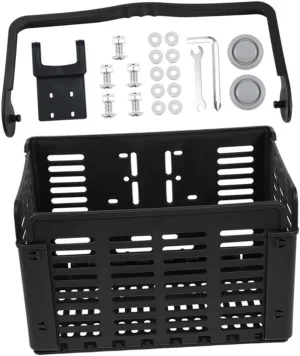 Folding Bike Basket Durable Plastic Bike Supply with Smooth Edges Easy to Install Bicycles for Carrying Food Books and Shopping Goods