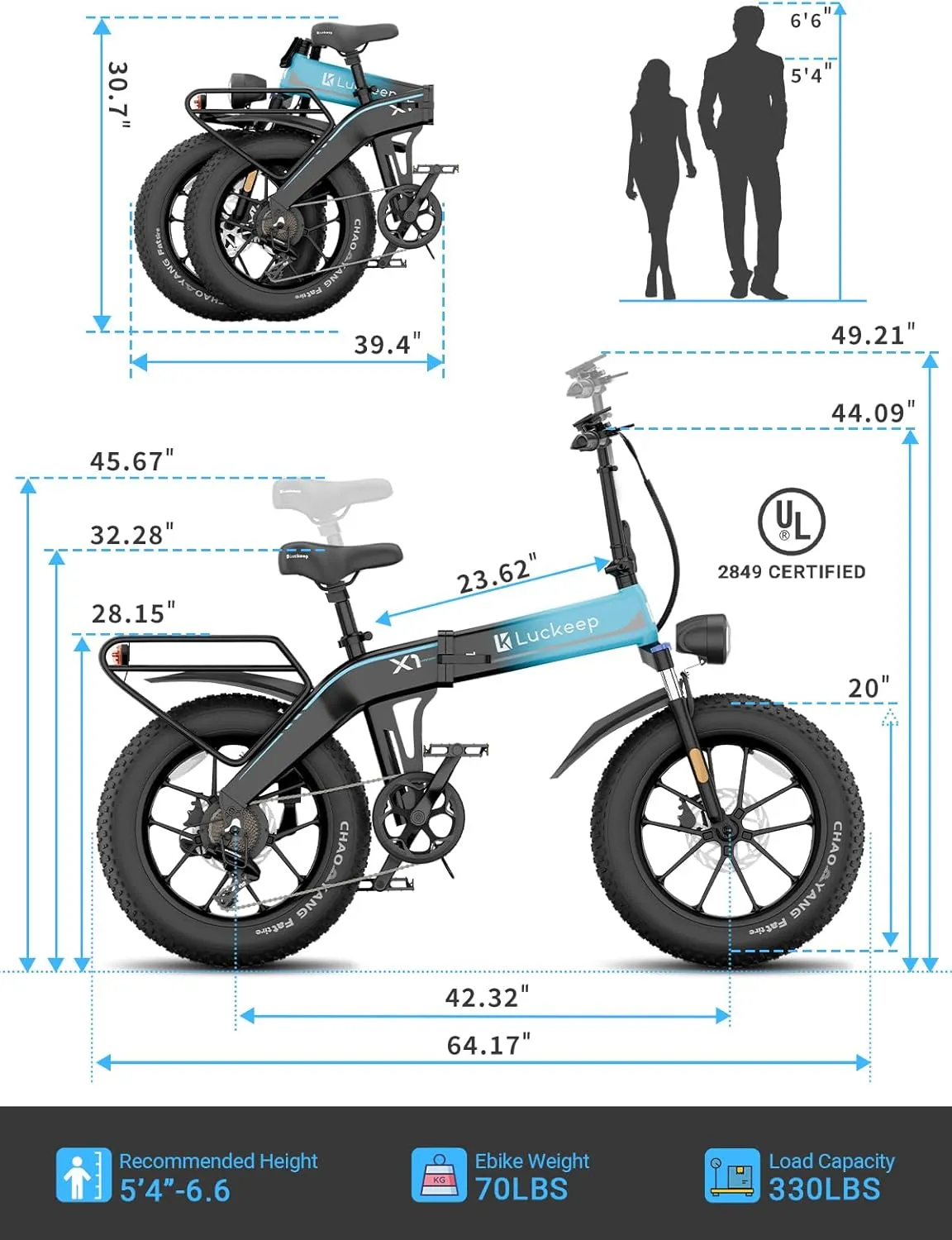 Folding Electric Bike for Adults 1500W Peak Motor, 28MPH 60 Miles,720WH Battery 20" x 4.0" Fat Tire Foldable Ebike Commute with NFC/Anti-Theft/Hydraulic Brakes,UL Certified Electric Bicycle