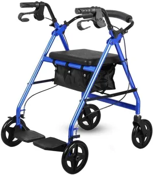Folding Rollator Foldable Rollator Walker Rolling Walker with Seat and Storage Bag,Lockable Brakes,Elderly Wheelchair Transport Chair - Adjustable Height - Trolley Shopping Cart