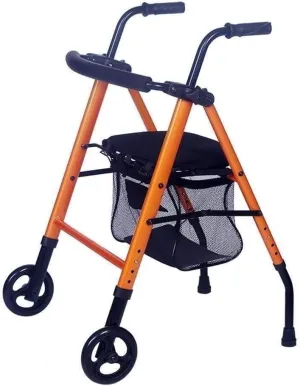 Folding Rollator Walker with Armrests, Seat Tray Basket, Adjustable Height, Lightweight Aluminum, for Elderly Disabled Mobility Aid