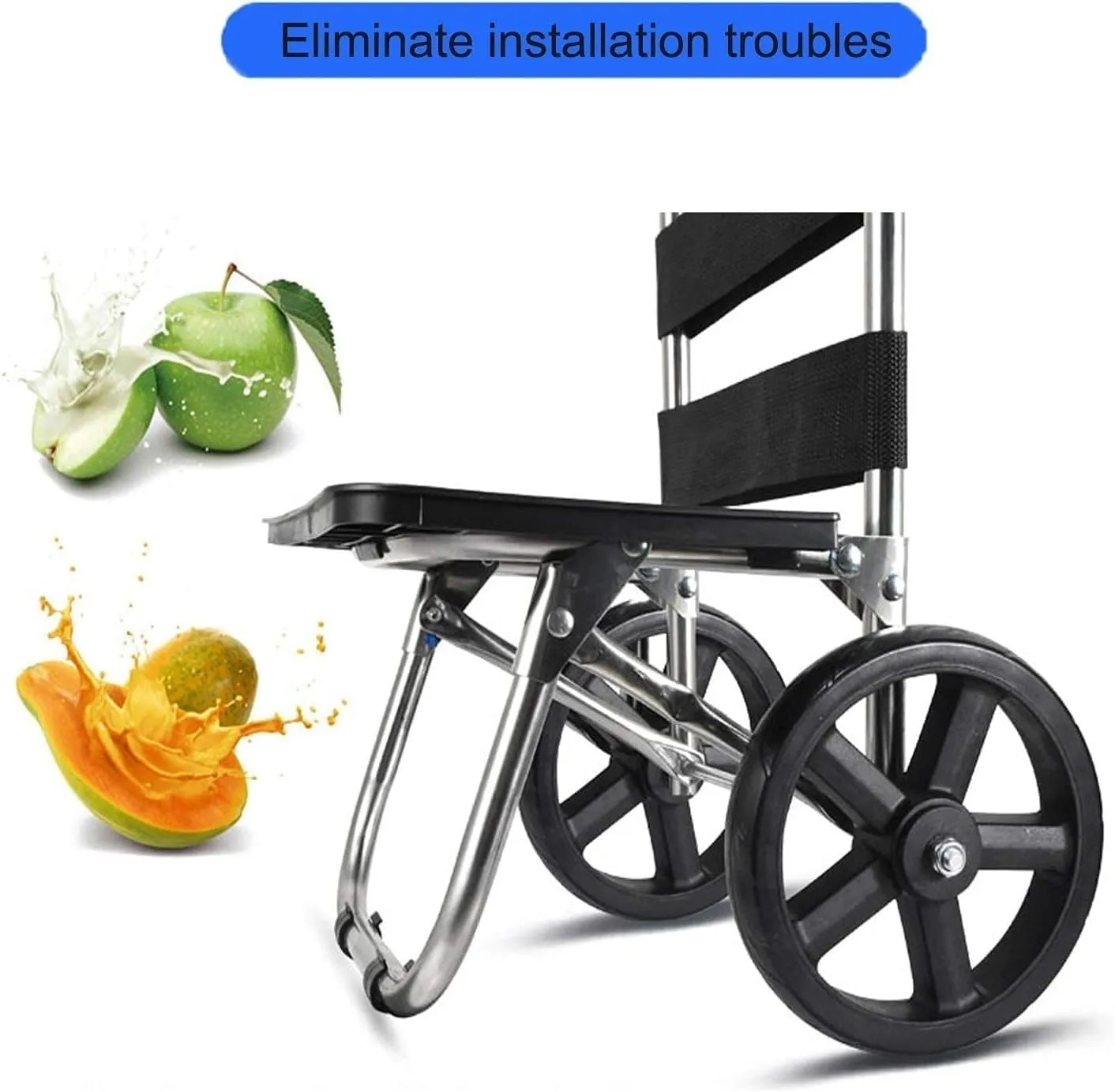 Folding Shopping Cart, Lightweight Folding Shopping Carts Sturdy Hand Trolleys Shopping Bag Waterproof 6 Wheels Climb Stairs Grocery Utility Carts, 97*41cm