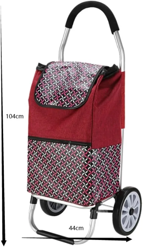 Folding Shopping Cart, Shopping Cart Folding Shopping Lightweight Trolley with Large Capacity Bag Waterproof Foldable Grocery Grocery Utility Carts(Color:B), 104*44cm