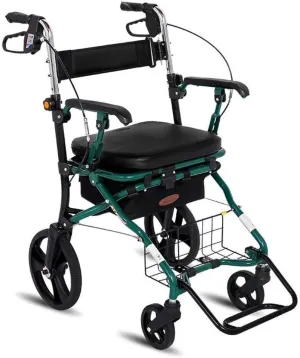 Folding Walker Seat and Detachable Storage Bag Adjustable Height 4 Wheels Shopping Aluminium Walking Mobility Aid for Elderly Double The Comfort Lofty Ambition