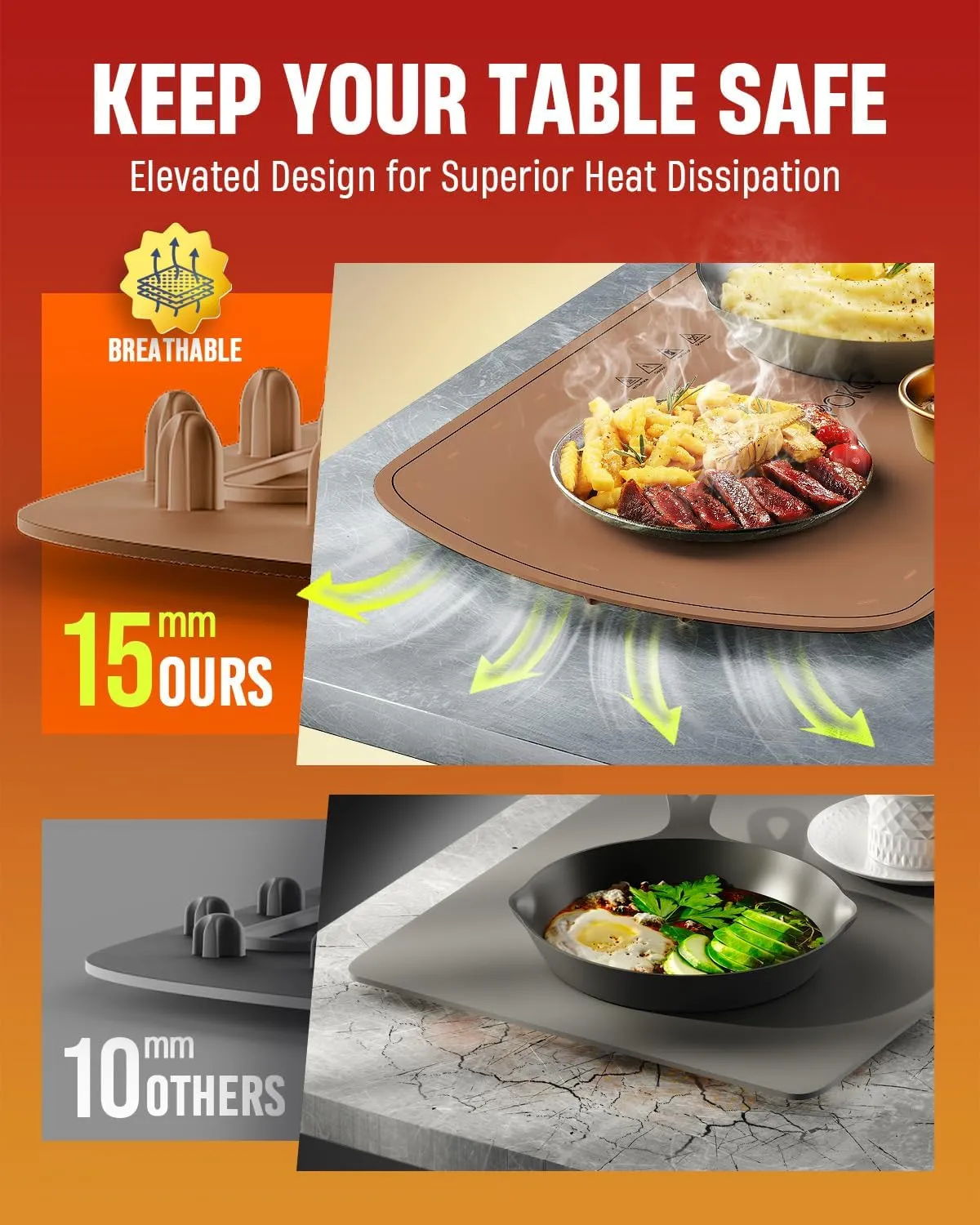 Food Warming Mat for Buffet, VEPOKA Food Warming Mats for Countertop, Silicone Heating Mat with 7 Temperature Levels& Auto Shut-Off, Food Warmers for Parties, Gatherings, Everyday Use
