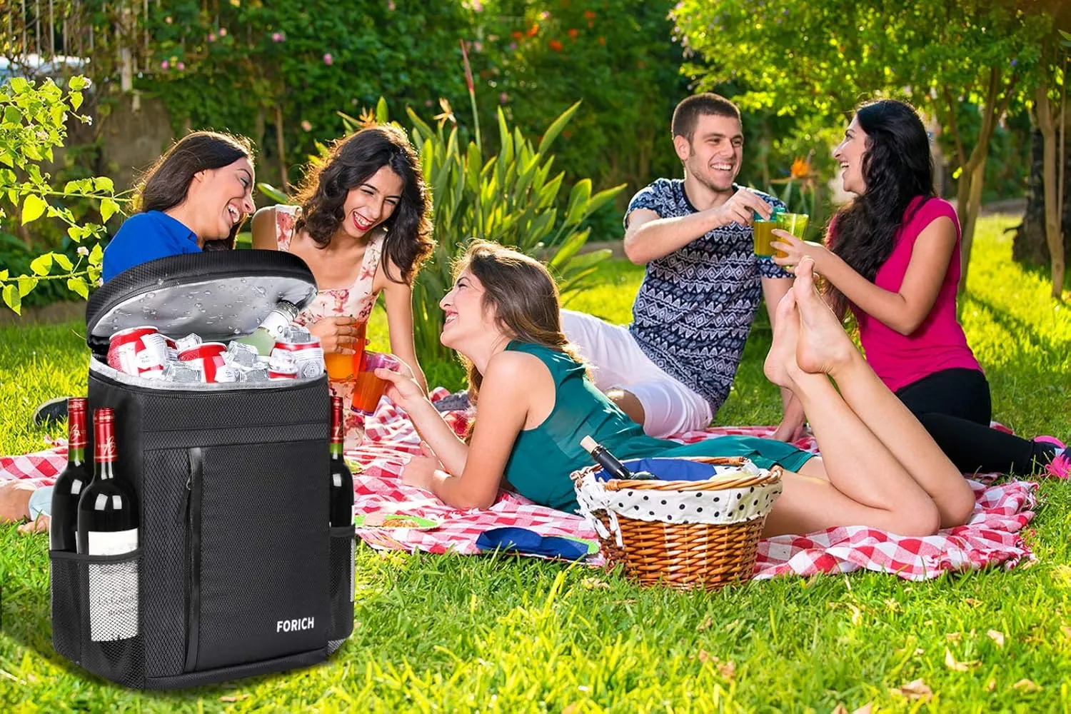 FORICH Soft Cooler Backpack Insulated Waterproof Backpack Cooler Bag Leak Proof Portable Small Cooler Backpacks to Work Lunch Travel Beach Camping Hiking Picnic Fishing Beer for Men Women