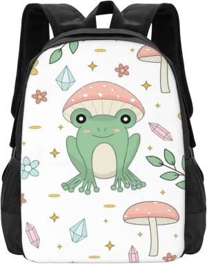 Frog And Mushrooms Lightweight Packable Backpack Travel Casual Large Capacity Daypack Foldable Backpack For Men Women