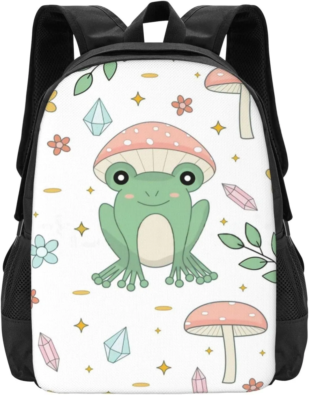 Frog And Mushrooms Lightweight Packable Backpack Travel Casual Large Capacity Daypack Foldable Backpack For Men Women