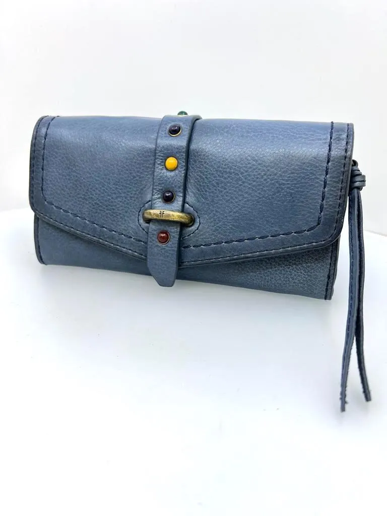 FRYE ALESSI STUDDED LEATHER CONTINENTAL WALLET/ CLUTCH