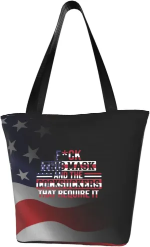 Fuck This Mask and The Cocksuckers That Require It Women'S Casual One Shoulder Carry Shopping Bag Large Capacity Working Storage Handbag