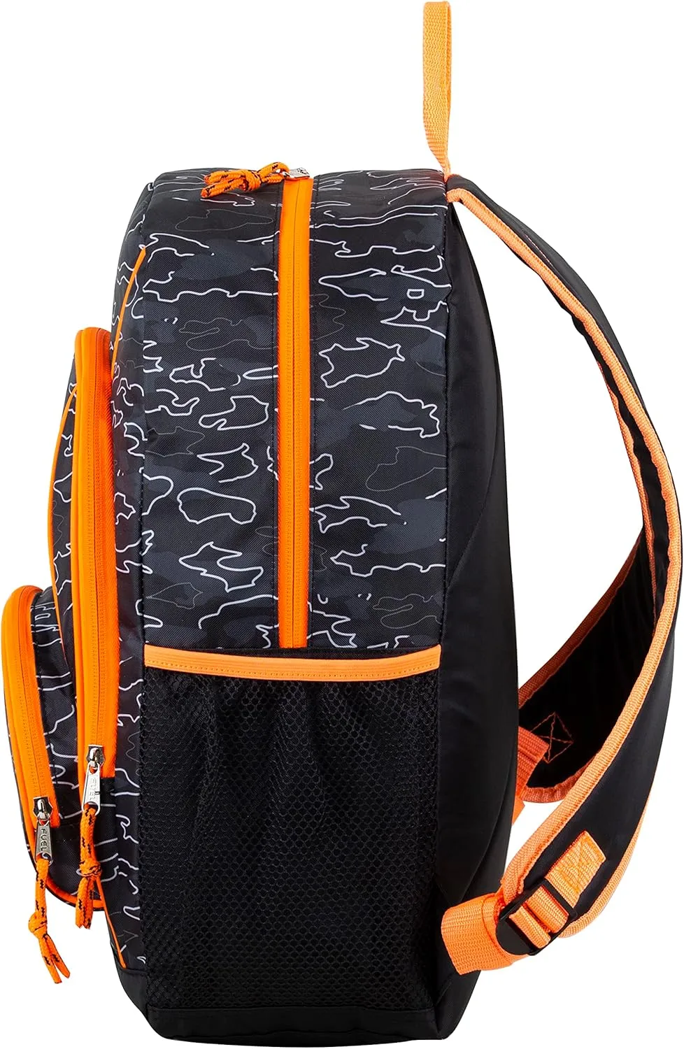 FUEL Laptop Backpack, Multipurpose Casual Daypack, Triple Compartments Bookbag for College, Hiking, Work, 18 Inches, Camo Outline