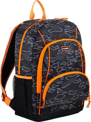 FUEL Laptop Backpack, Multipurpose Casual Daypack, Triple Compartments Bookbag for College, Hiking, Work, 18 Inches, Camo Outline