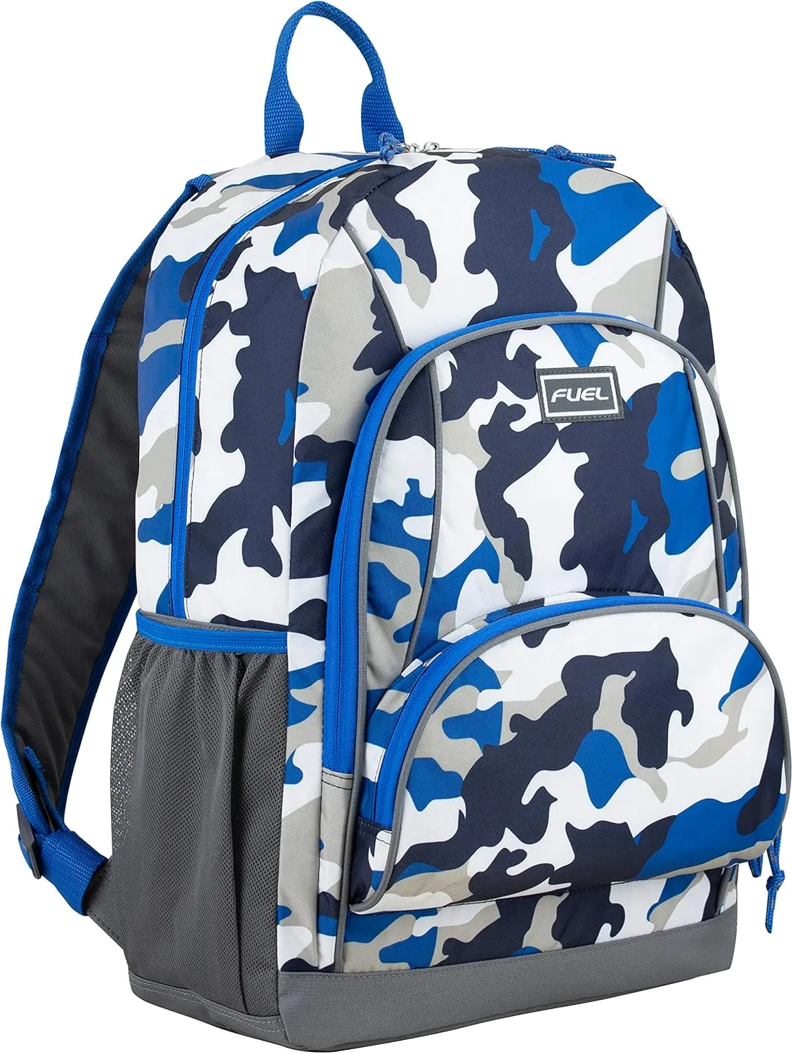 FUEL Multi Pocket Backpack with Fun Prints, Casual Daypack, Multipurpose Bag - Blue Camo