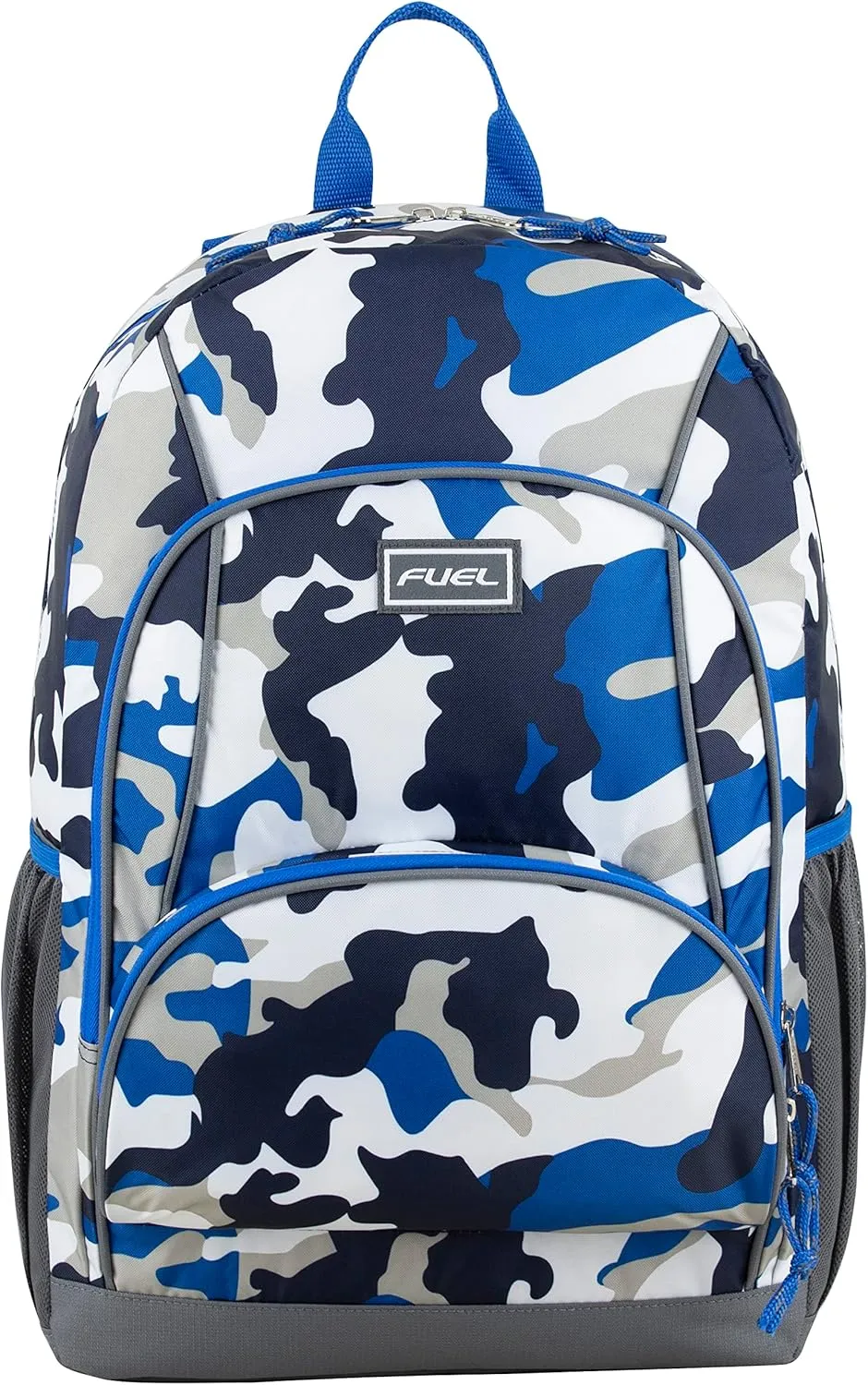 FUEL Multi Pocket Backpack with Fun Prints, Casual Daypack, Multipurpose Bag - Blue Camo