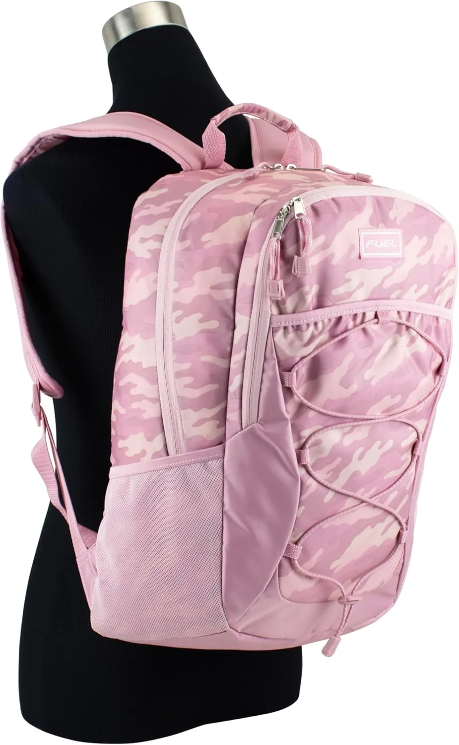 FUEL Sport Backpack w/Multiple Compartments & Bungee Great for Sports, Travel, Leisure, Classroom, Outdoors, Hiking - Pink Camo