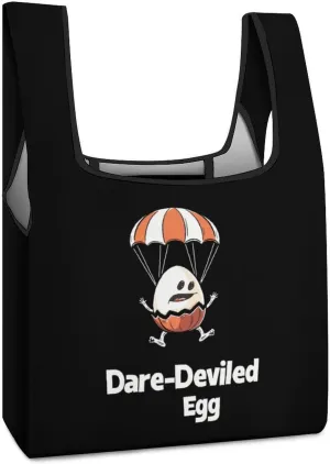 Funny Egg Dare-Deviled Egg Shopping Bag Reusable Grocery Tote Bag Foldable Handbag with Handle for Travel Picnic