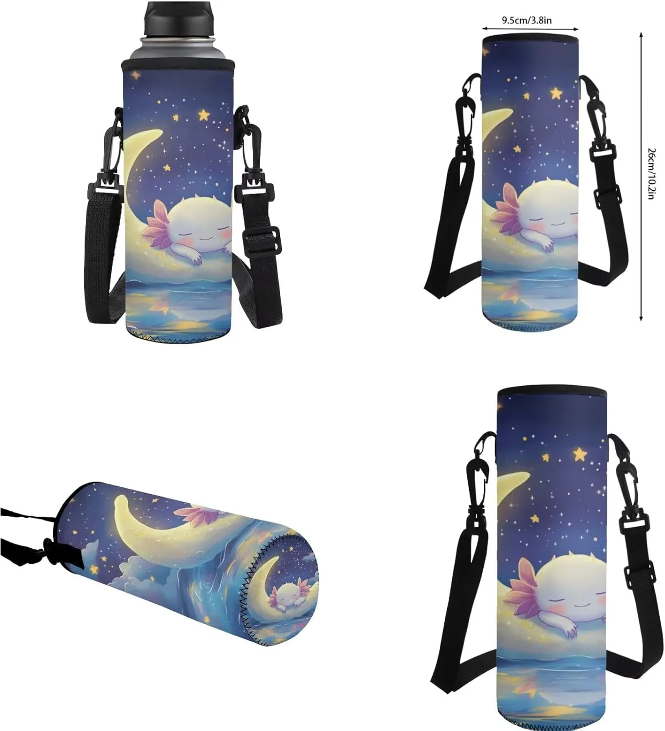 Galaxy Axolotl Backpack for Girls Kids Backpack with Lunch Box Water Bottle Sleeve and Big Pencil Case 4 in 1 17 inch Large Bookbag with Compartments for School Sturdy Elementary School Bag