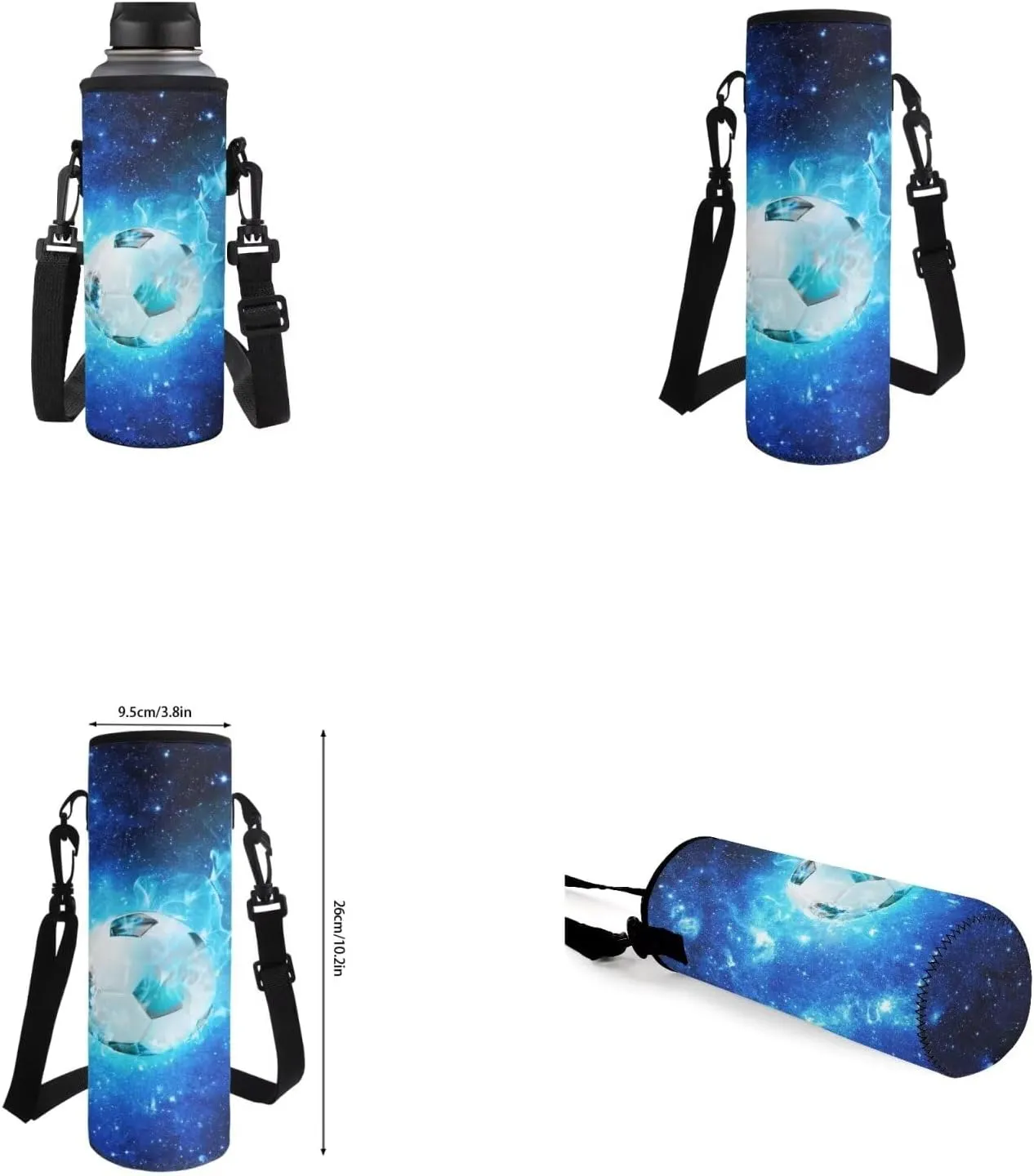 Galaxy Soccer Backpack for Boys Girls Backpack with Lunch Box Water Bottle Holder with Strap and Big Pencil Case 4PCS Set Bookbag with Front Pocket for School 17 inch Large Capacity School Bag