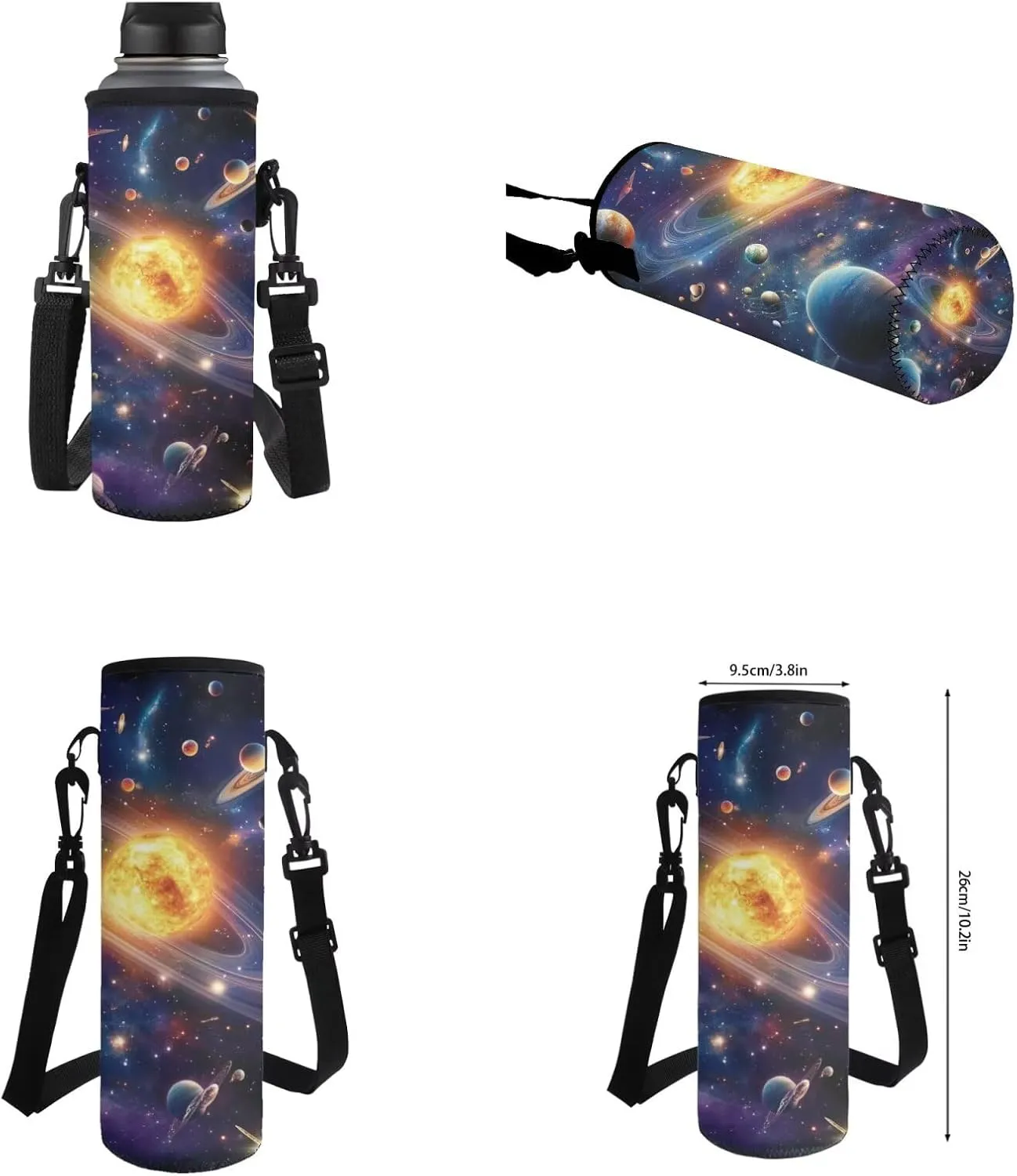 Galaxy Space Backpack for Boys Girls Backpack with Lunch Box Water Bottle Carrier Bag and Large Pencil Bag 4Pcs Set 17 inch Bookbag with Side Pockets Lightweight School Bag for Kids Elementary