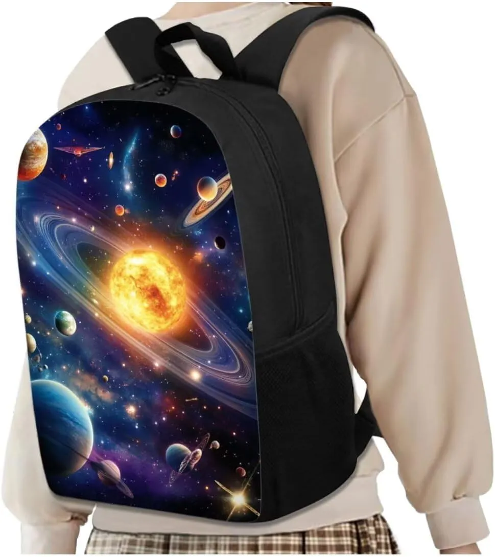 Galaxy Space Backpack for Boys Girls Backpack with Lunch Box Water Bottle Carrier Bag and Large Pencil Bag 4Pcs Set 17 inch Bookbag with Side Pockets Lightweight School Bag for Kids Elementary