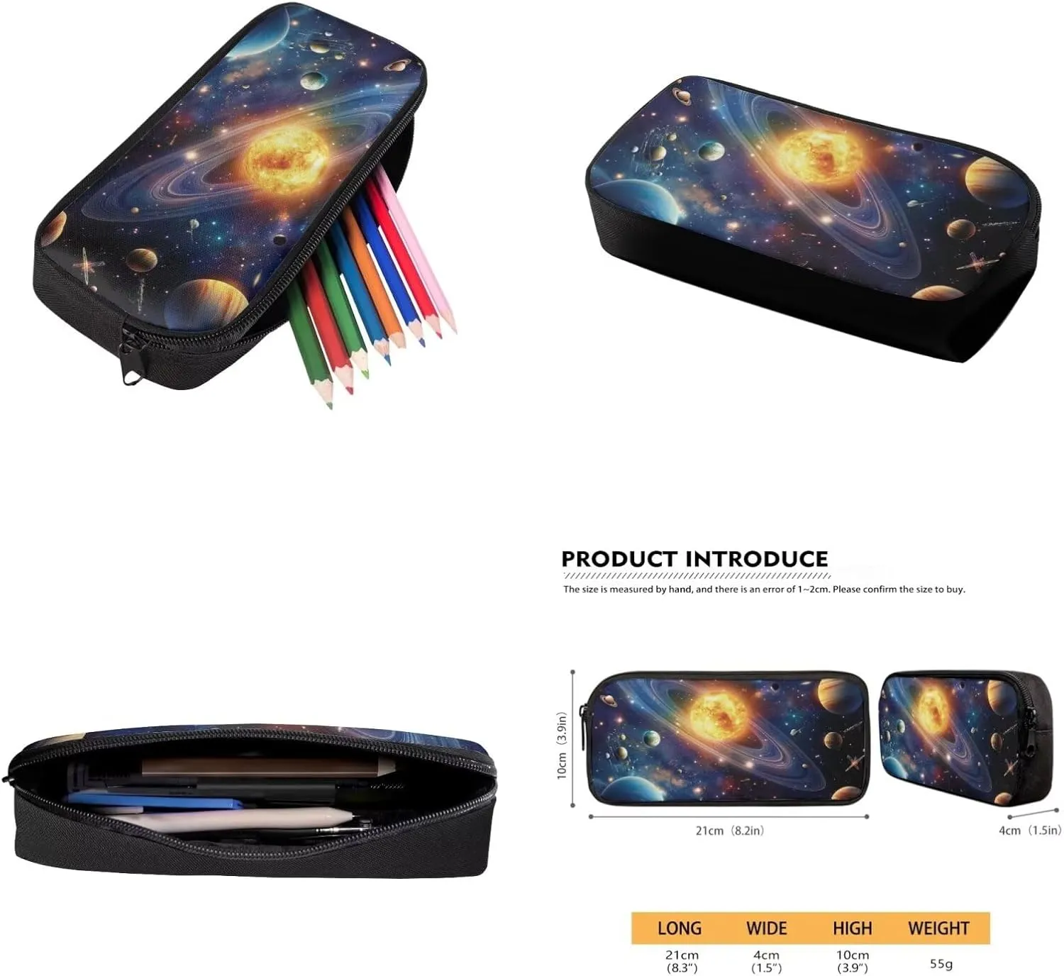 Galaxy Space Backpack for Boys Girls Backpack with Lunch Box Water Bottle Carrier Bag and Large Pencil Bag 4Pcs Set 17 inch Bookbag with Side Pockets Lightweight School Bag for Kids Elementary