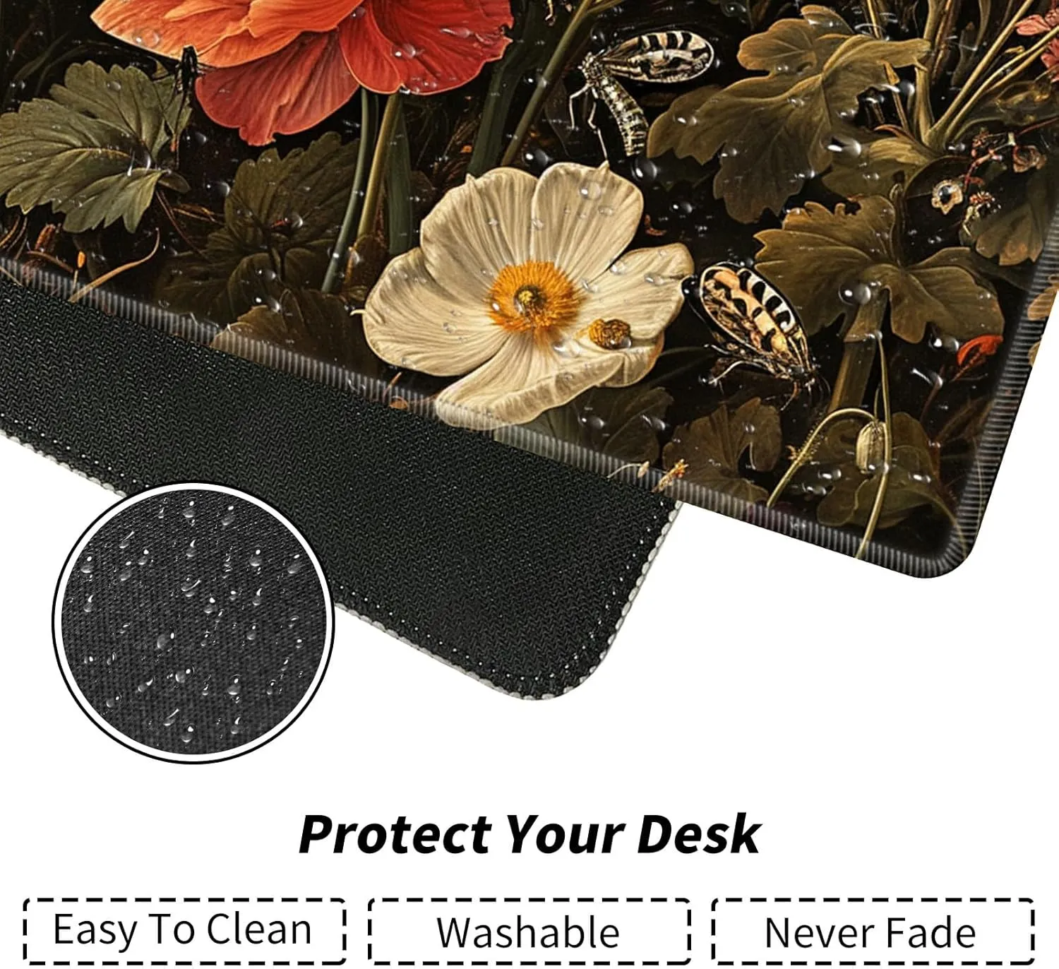 Garden with Flowers and Insects for MTG & TCG Playmat Mouse Pad,BFDHGQZC 24" x 14" Game Mat for MTG/RPG/CCG Trading Card Game Playmats Table Mat Perfect for Card Games Video Games Computer Office