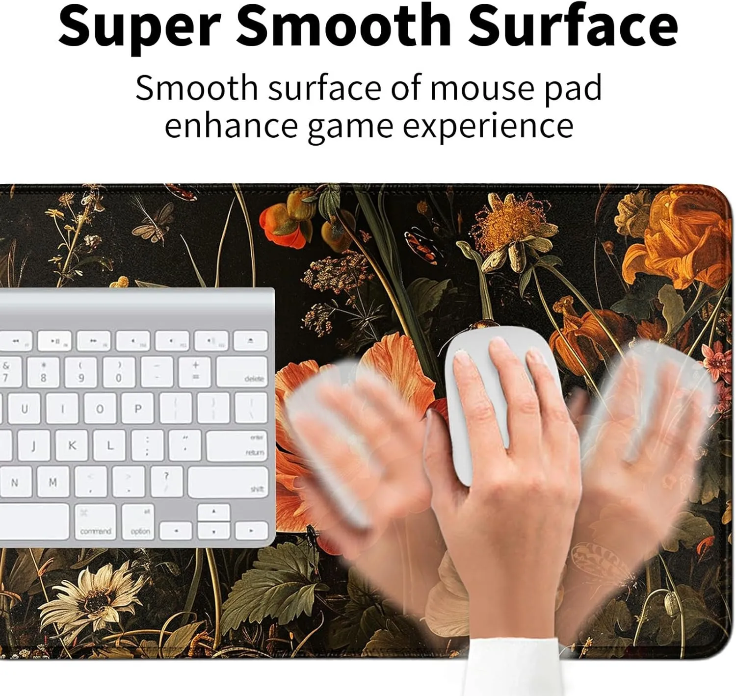 Garden with Flowers and Insects for MTG & TCG Playmat Mouse Pad,BFDHGQZC 24" x 14" Game Mat for MTG/RPG/CCG Trading Card Game Playmats Table Mat Perfect for Card Games Video Games Computer Office