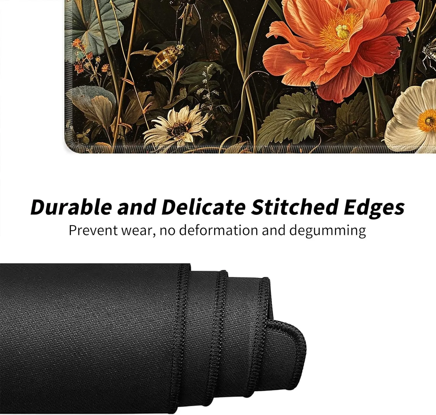 Garden with Flowers and Insects for MTG & TCG Playmat Mouse Pad,BFDHGQZC 24" x 14" Game Mat for MTG/RPG/CCG Trading Card Game Playmats Table Mat Perfect for Card Games Video Games Computer Office
