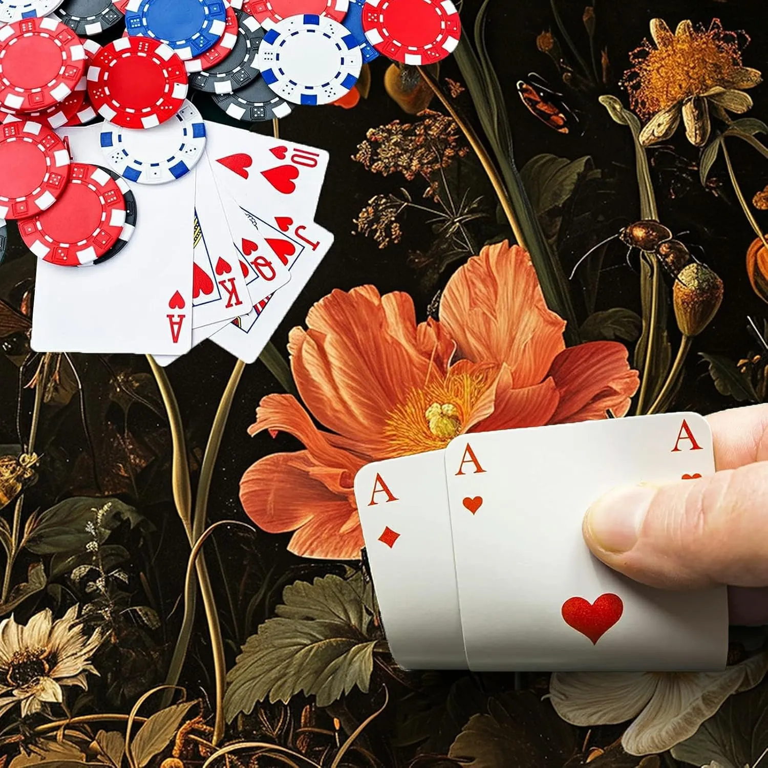 Garden with Flowers and Insects for MTG & TCG Playmat Mouse Pad,BFDHGQZC 24" x 14" Game Mat for MTG/RPG/CCG Trading Card Game Playmats Table Mat Perfect for Card Games Video Games Computer Office