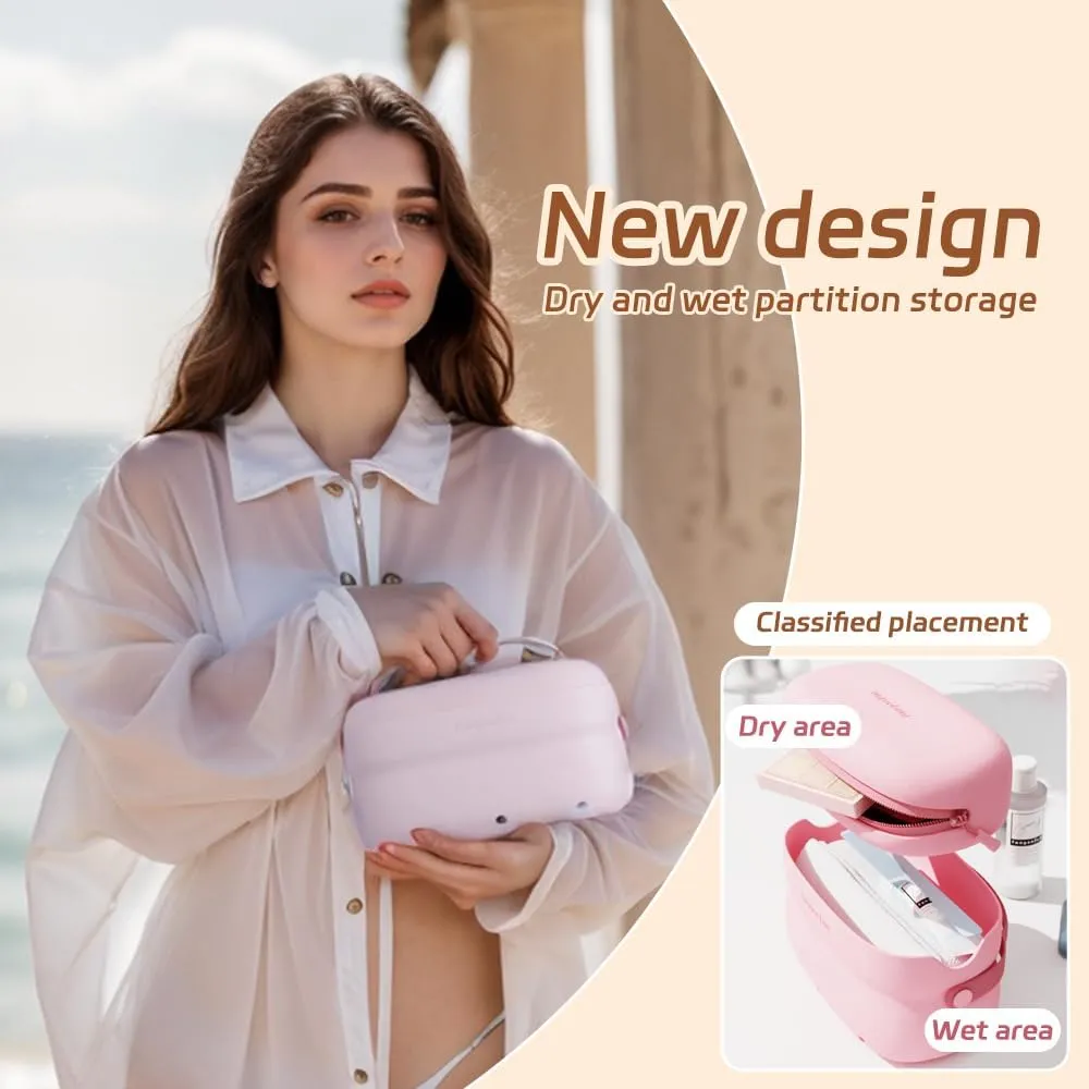 Geerlaqaly Makeup Bag Suitable for Women EVA Dry Wet Separation Large Capacity 2-in-1 Travel Storage Bag Suitable for Beach Travel Outdoor Gym,pink