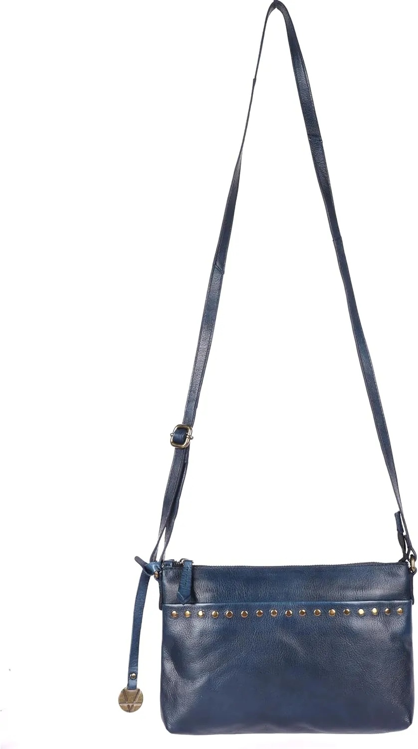 Genuine Italian Leather Boho Studded Crossbody Shoulder Bag - Stylish, Durable, & Perfect for Everyday Use for women