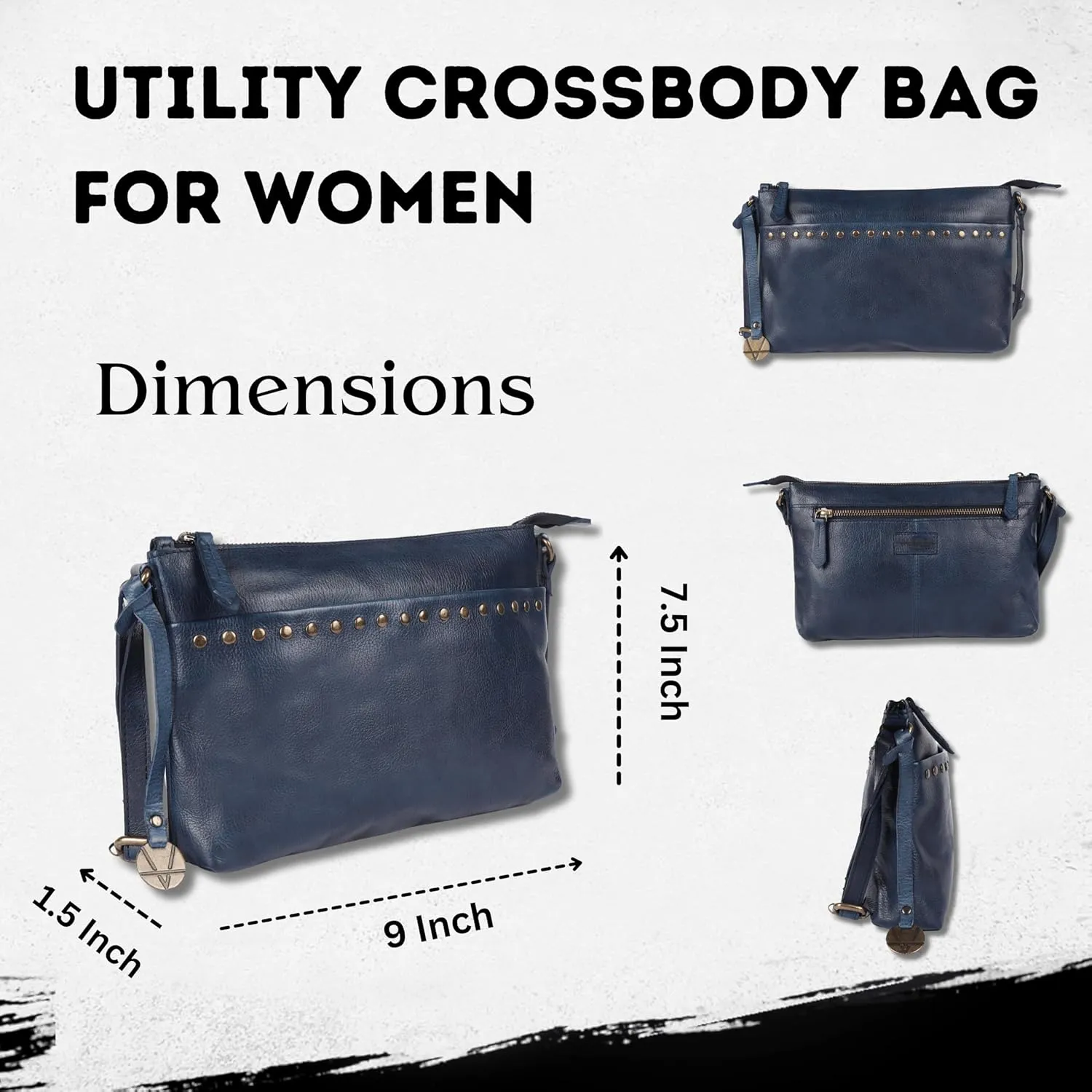 Genuine Italian Leather Boho Studded Crossbody Shoulder Bag - Stylish, Durable, & Perfect for Everyday Use for women