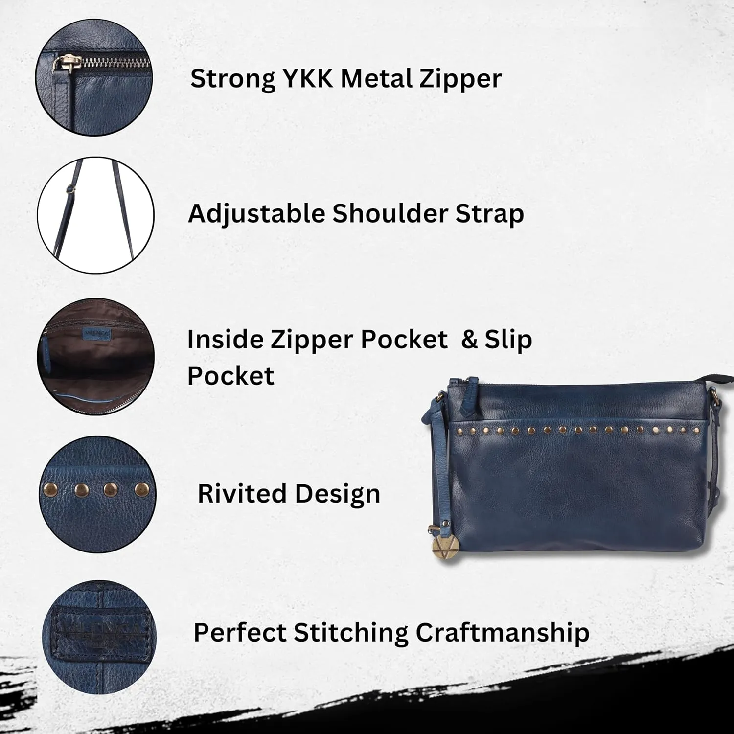 Genuine Italian Leather Boho Studded Crossbody Shoulder Bag - Stylish, Durable, & Perfect for Everyday Use for women