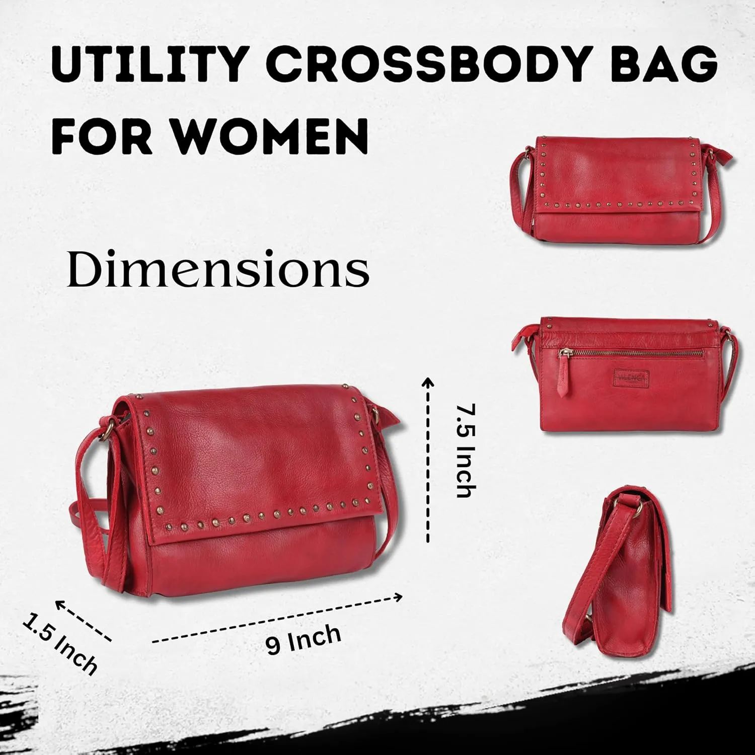 Genuine Italian Leather Boho Studded Crossbody Shoulder Bag - Stylish, Durable, & Perfect for Everyday Use for women