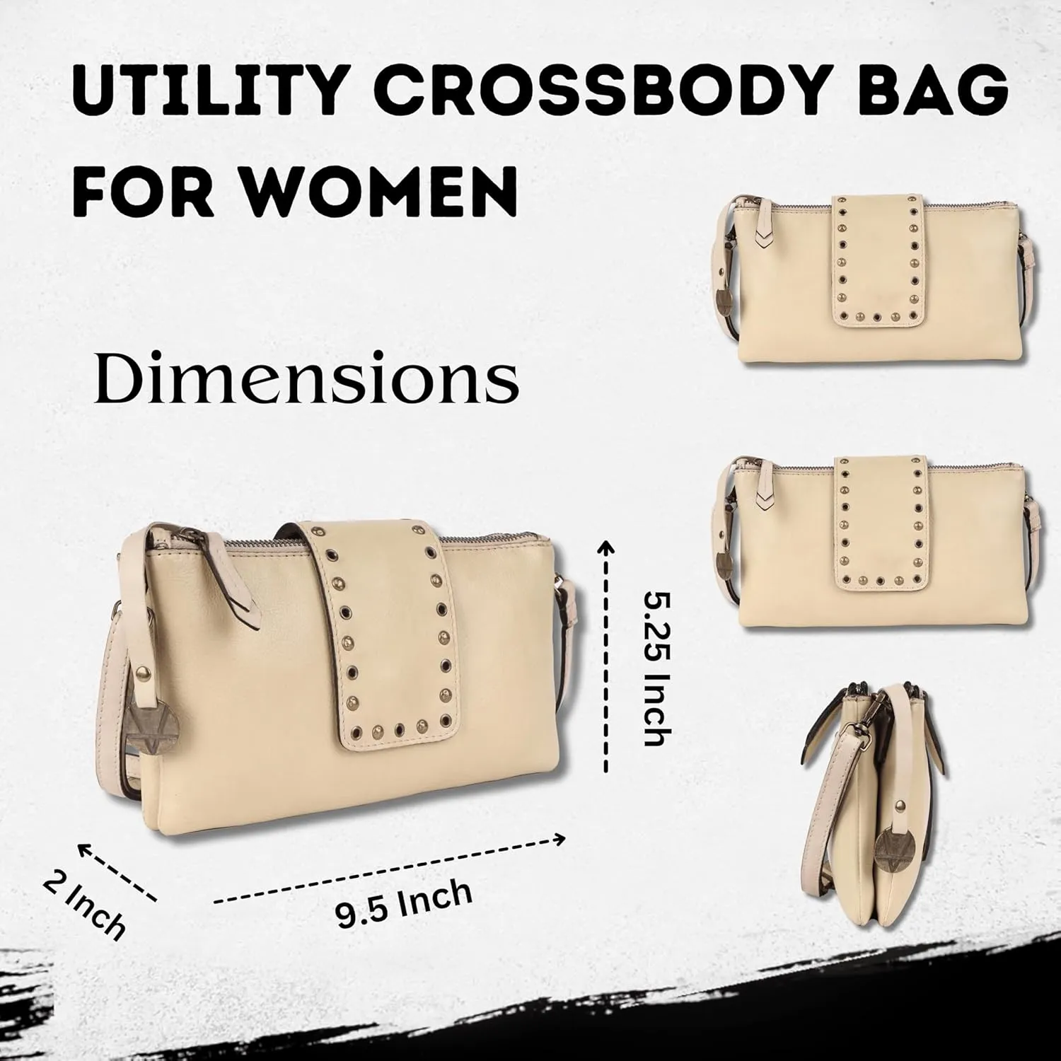 Genuine Italian Leather Boho Studded Crossbody Sling Bag - Stylish, Durable, & Perfect for Everyday Use for women