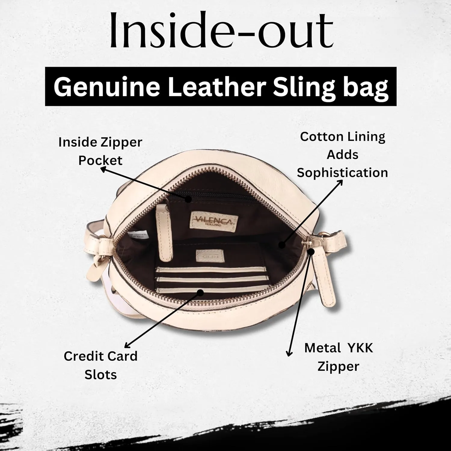 Genuine Italian Leather Boho Studded Round Crossbody Sling Bag - Stylish, Durable, & Perfect for Everyday Use for women