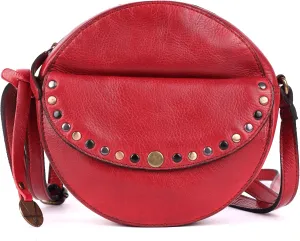 Genuine Italian Leather Boho Studded Round Crossbody Sling Bag - Stylish, Durable, & Perfect for Everyday Use for women