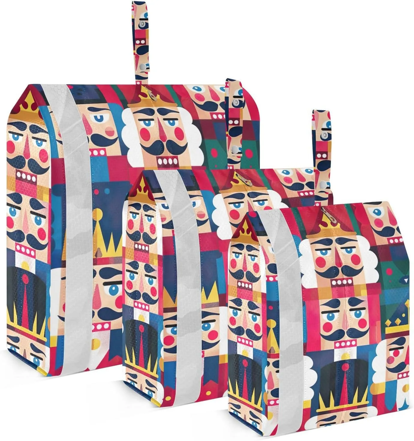 Geometric Patterns Travel Storage Bag with Lanyard - Portable Lightweight Classified Storage Bag with Zipper, Dust and Waterproof Travel Packing Cube for Suitcase,3 Pieces