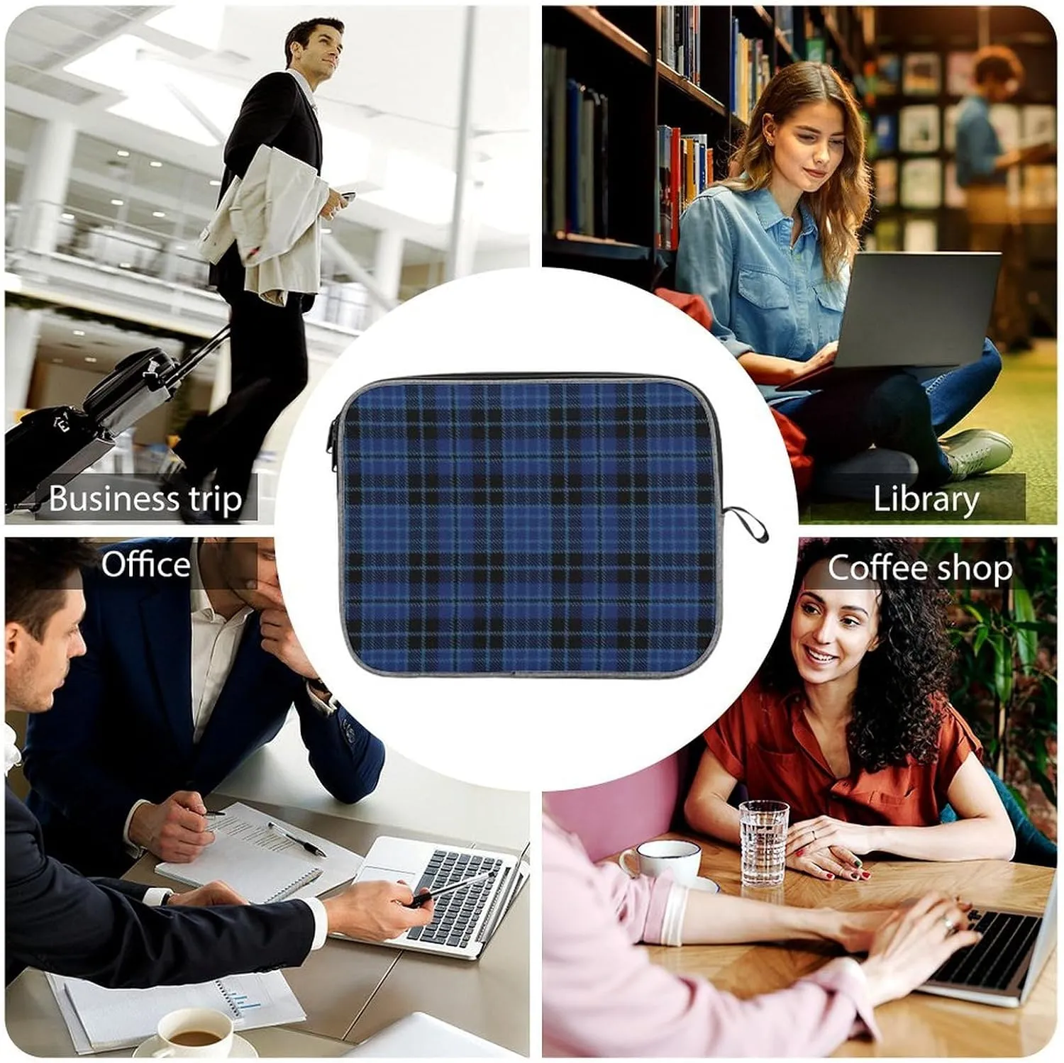 Geometrics Grey Silver Large Capacity Portable Laptop Case Unisex